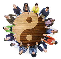 Group of Multiethnic People in Yin and Yang
